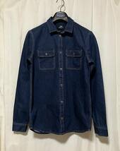 DR.DENIM JEANS MAKERS ドクターデニム デニム素材の長袖シャツ 濃いインディゴブルー系 SMALL 中古品_画像1