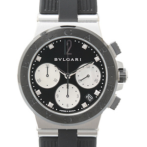 ブルガリ メンズ 時計 ディアゴノ クロノ 8ポイントダイヤモンド 自動巻 ホワイトシェル文字盤 BVLGARI SS DG37 SC CH 中古