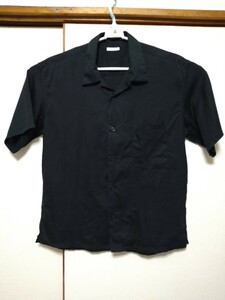 《T18》【GU】オーバーサイズ オープンカラーシャツ ブラック M 半袖