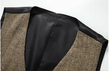 チョッキ　新品 メンズ スーツベスト　ビジネス イギリス風　紳士レベスト　バックル付き 【1314-M95】黒+白　XL_画像5