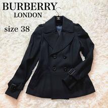 美品☆バーバリーロンドン　BURBERRY LONDON Pコート 裏地ホース柄 ブラック　ノバストライプ_画像2