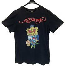 Ed Hardy ラインストーンTシャツ黒メンズXL コットン100%ブラック半袖 綿 LAスカル クラウン王冠エドハーディー レターパック(370円)対応_画像1