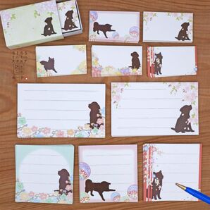 茶色子犬とお花が可愛い＊3種類のサイズが便利なメッセージカード＊ No.50