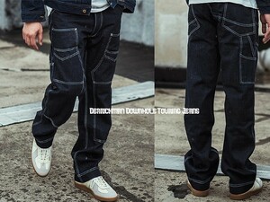 ★HDK 1920～30年代 復刻 ワーキング デニムパンツ 濃紺 インディゴブルー サイズS〜XL インディゴ アメカジ カーゴ ミリタリー★B337