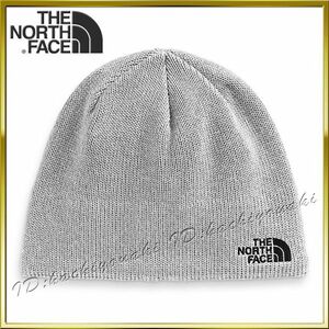 The North Face 新品 ノースフェイス 刺繍ロゴ ビーニー キャップ サイズフリー ライトグレー メンズ レディース ニット帽