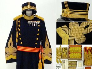 ∇花∇本物 大日本帝国 旧日本軍 陸軍中将 正装 軍服 亀甲模様に細線6条袖章 肩章・飾帯・帽子・襟章付属品多数 天皇室陸軍海軍勲章大礼服