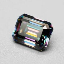 ラボ レインボーブルーダイヤモンド １ct エメラルドカット 宝石 希少 輝き 高品質 宝石シリーズ スクエア モアッサナイト 証明書付 C689_画像1