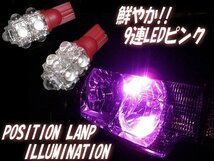 在庫処分 12V T10 T16 ウェッジ 9連 FLUX LED バルブ 2個 セット ピンク ポジション スモール カーテシ ナンバー灯 ルームランプ 室内灯 G_画像1