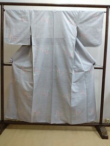 ※未使用品※　仕付け糸つき　紬　蝶々　裄66.5㎝（M6003）