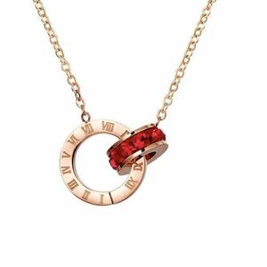18k pink gold . gold red crystal Rome figure ring choker red crystal 