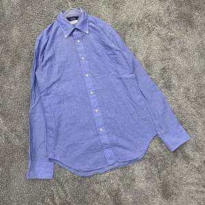 Maker's Shirt 鎌倉 鎌倉シャツ 長袖シャツ ボタンダウンシャツ リネン ブルー 青 メンズ トップス 最落なし （Y8）