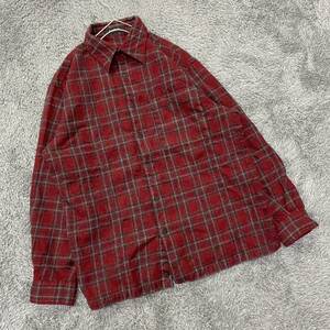 RAIKA VINTAGE ヴィンテージ 長袖シャツ ネルシャツ チェックシャツ サイズM レッド 赤 メンズ トップス 最落なし （G9）