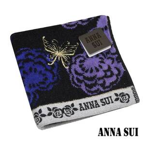  Anna Sui towel handkerchie [ black x3 color flower ] new goods!