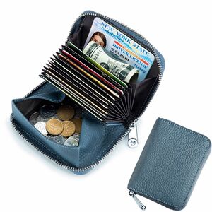 ミニ 財布 二つ折り 大容量 カードケース 小銭入れ 10枚収納 じゃばら 軽量 コンパクト コイン 本革