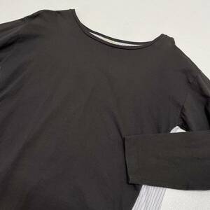 USA古着 J.CREW ドッキング カットソー / グレー ストライプ ジェイクルー アメリカ 切り替え デザイン シャツ 長袖 Tシャツ ブラウス