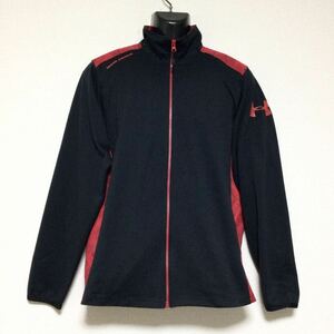 UNDER ARMOUR/アンダーアーマー☆ジャージ☆トラックジャケット☆総柄/ストレッチ/ブラック×レッド/大きめサイズ/XL