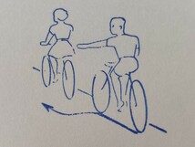 自転車　追い越し　手信号　サイクリング　後続車　伝達　手段　フランス　アンティーク　スタンプ　ヴィンテージ　ハンコ　イラスト　素材_画像4