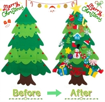 クリスマスツリー 不織布32点パーツ付き取り外し可能 クリスマス飾り DIY 3Dフェルトデコレーション 壁掛け 子供 プレゼント_画像3