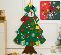 クリスマスツリー 不織布32点パーツ付き取り外し可能 クリスマス飾り DIY 3Dフェルトデコレーション 壁掛け 子供 プレゼント_画像5