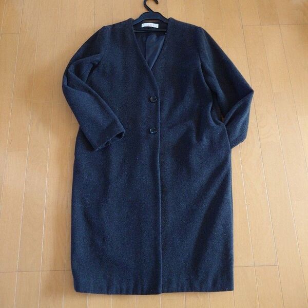 UNFIT★ノーカラーコート★コクーンシルエット★ロングコート リメイク品