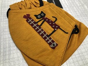 ☆新品☆マタノアツコ/お洒落な布マスク日本製ポーチ付き/ワンポイント猫カラシ