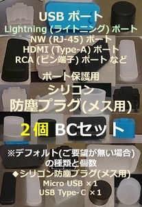 USB ライトニング ポート保護用 防塵プラグ ２個 BCセット⑯【色・タイプ選べます】 