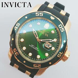 INVICTA インビクタ 腕時計 メンズ グリーン ブラック 新品 クォーツ 電池式 緑 高級ブランド おしゃれ ケース付属 デイト ゴールド