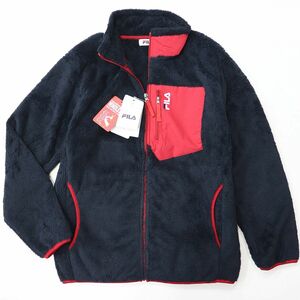 ★フィラ FILA 新品 メンズ 暖かい ボア フリース 保温 防寒 防風 ジャケット アウター ブルゾン 紺 M [442344-NV-M] 一 三 壱★QWER★