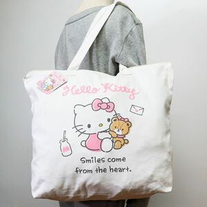 ★ハローキティ HELLO KITTY サンリオ SANRIO 新品 ファスナー付き 帆布 トートバッグ BAG かばん 鞄 [SAN64201389] 一 六★QWER★