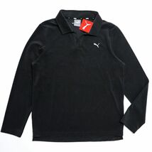 ★プーマ PUMA 新品 メンズ 快適 シンプル トレーニング パイル 長袖 スキッパー ポロシャツ 黒 Lサイズ [676557-01-L] 三 弐★QWER★_画像2