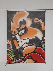 雑貨4】凧絵 有銘　翔風　津軽凧 郷土玩具 伝統工芸 ねぷた祭り 錦絵 武者絵 アンティーク インテリア 雑貨 美術品 オブジェ　正月　現状