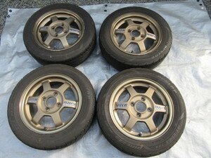 レイズ TE37　ブロンズ/BR 13インチ 5J +45 PCD100 4H RAYS TE37 DUNLOP DIREZZA DZ101 2021年製 155/55R13 