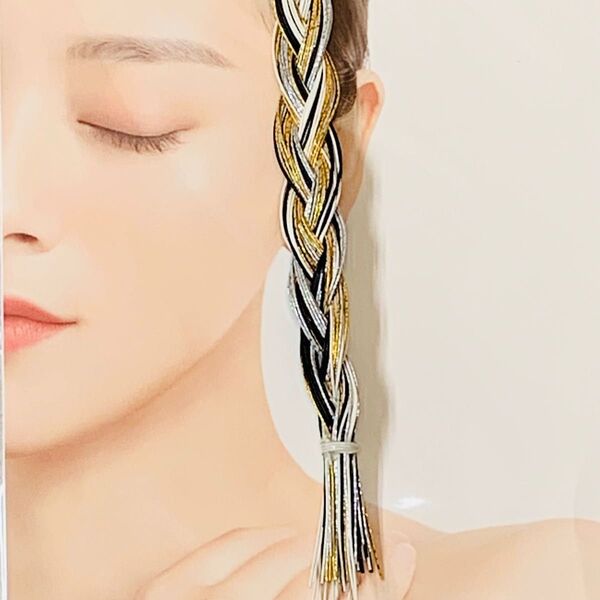 【ヘアアクセサリーなどにいかが?】水引三つ編みエクステ