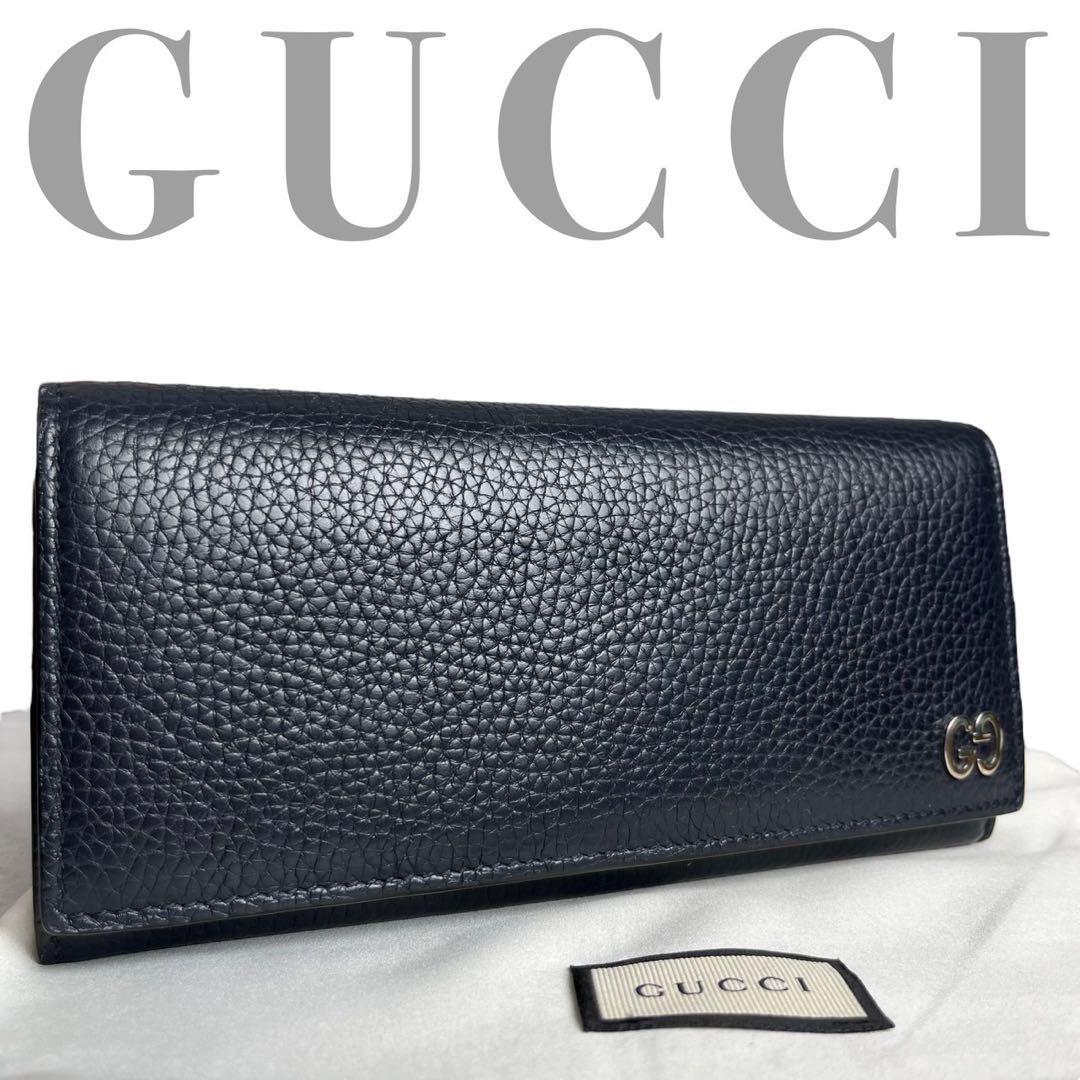 極美品 GUCCI グッチ 2334 GG インターロッキング 長財布 ブラック-