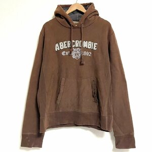 (^w^)b ABERCROMBIE＆FITCH アバクロンビーアンドフィッチ スウェット パーカー ブラウン 茶 メンズL アメカジ カレッジ アーチロゴ 裏起毛