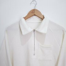 (^w^)b デイジー ハーフジップ スウェット Tシャツ プルオーバー ホワイト 胸ポケット 無地 きれいめ シンプル カジュアル DAZY L_画像3