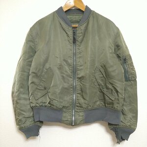 (^w^)b ALPHA INDUSTRIES アルファ インダストリーズ フライト ジャケット MA-1 ミリタリー ボンバー カーキー グリーン メンズ L 7622w