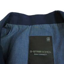 ◆送料無料◆ G-STAR RAW ジースターロウ コットン × リネン レザー テーラード ジャケット ブレザー 紺 レディース 34　1923j0_画像8