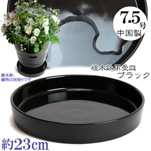植木鉢用受皿 おしゃれ 安い 陶器 サイズ 23cm KN1221 7.5号 ブラック 室内 屋外 黒 色