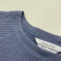 UNUSED サーマル ロングスリーブ カットソー ブルー 青 2サイズ 日本製 アンユーズド 長袖 Tシャツ ワッフル 3090342_画像7