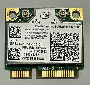 無線LANカードIntel Centrino Advanced-N 6205 62205ANHMW 中古 ジャンクA