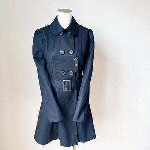  new goods misomixxo trench coat S size Korea spring coat flair skirt Dolly coat puff sleeve navy blue navy long sleeve jacket 7 number 