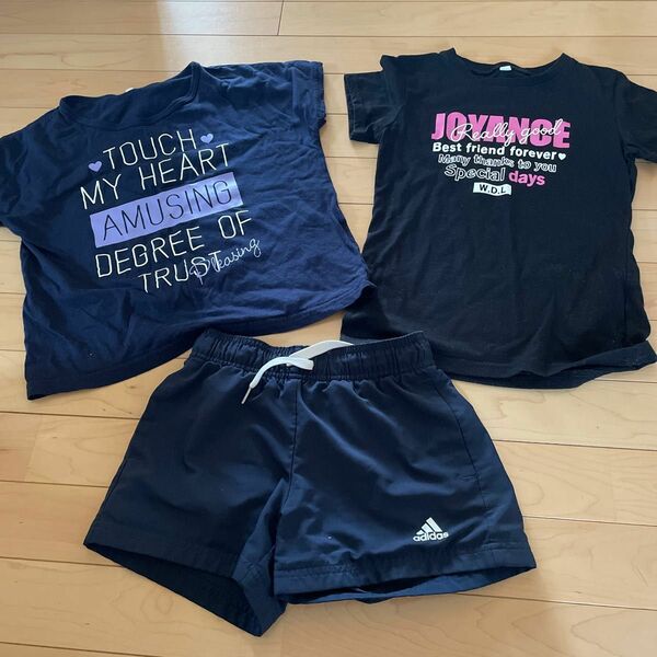 adidasの130cmショートパンツと半袖Tシャツ2枚 adidas