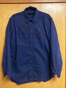 ENGINEERED GARMENTS Work Shirt-LH Printed Sanded Twill-Navy ワークシャツ エンジニアードガーメンツ