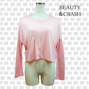 新品　タグ付き　【BEAUTY＆CRASH】　ピンク　ショート丈　長袖　Ｔシャツ