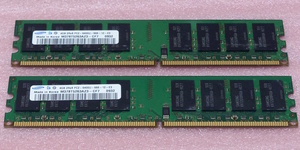 ♭Samsung M378T5263AZ3-CF7 2枚セット *PC2-6400U/DDR2-800 240Pin DDR2 SDRAM 8GB(4GB x2) 動作品