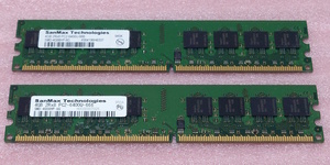 ¶SanMax SMD-4G68HP-8G 2枚セット *PC2-6400U/DDR2-800 Hynixチップ 240Pin DDR2 SDRAM 8GB(4GB x2) 動作品