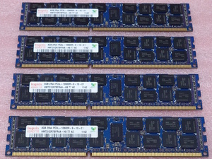 ＞Hynix HMT31GR7BFR4A-H9 4枚セット *PC3L-10600R/DDR3L-1333 ECC REG/Registered 240Pin DDR3 RDIMM 32GB(8GB x4) 動作品