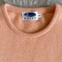 HALEY カシミヤ100% セーター　クルーネック オレンジ　白　ピュアカシミヤ スコットランド製　36 S_画像3
