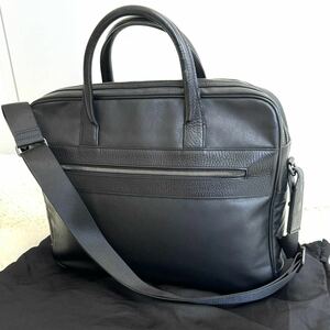 【極美品】Dunhill ダンヒル 2WAY ビジネスバッグ ブリーフケース レザー PVC メンズ A4 書類 黒 ブラック ハンドバッグ ショルダーバッグ